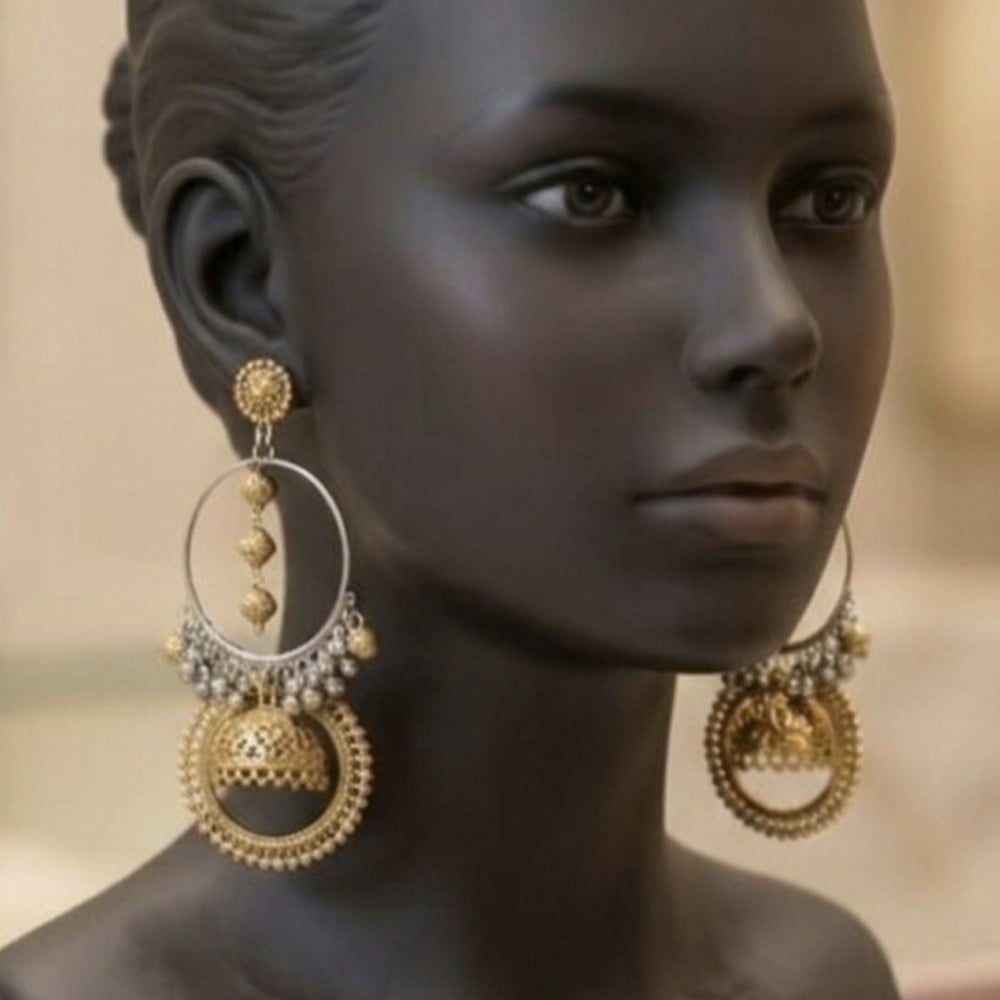 Handcrafted Metal Temple Hoop Earrings